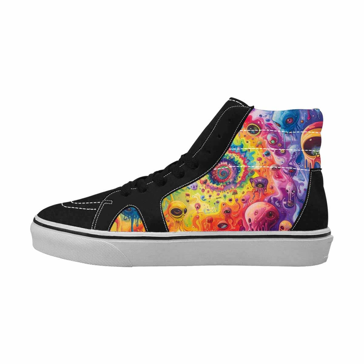 MEN'S Aliens  Tie Dye High Top Canvas Neon Fantasy Custom Shoes