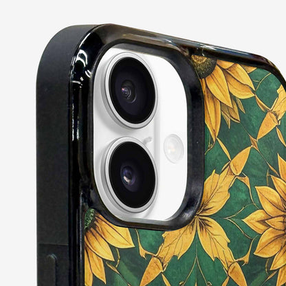 iPhone 16 Plus Case — Sunflower Mandala Kaleidoscope, Original Design Phone Case