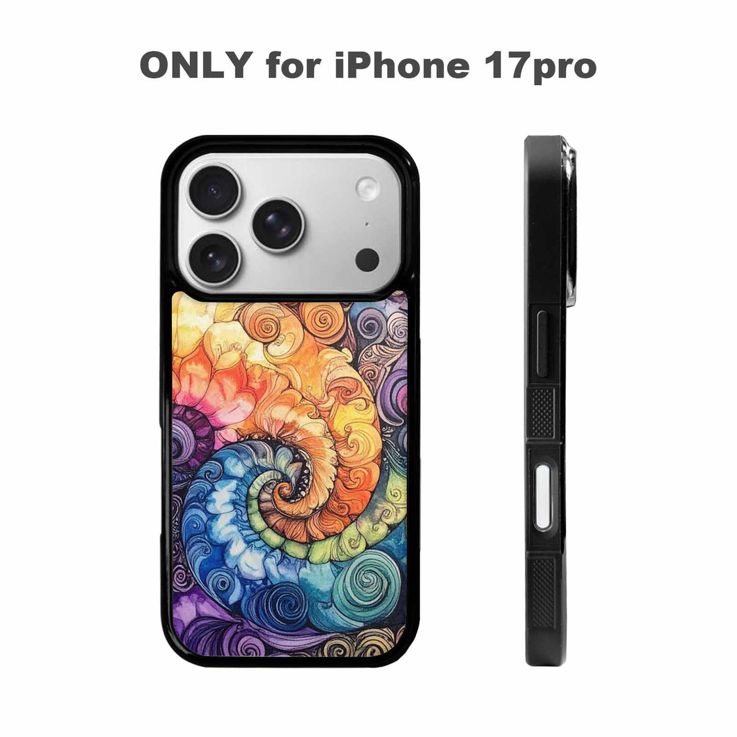 iPhone 17 Pro Case — Tie Dye Swirls Black White Tie, Unique Phone Case Design