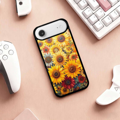 iPhone 17 Air Case — Full Color Vibrant Sunflower Burst Floral, Custom Printed Phone Case