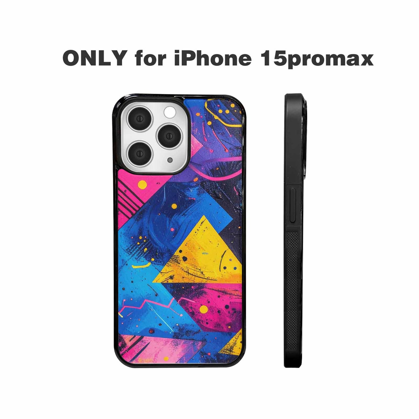 iPhone 15 Pro Max Case — Memphis Squiggles Triangles Dots, Personalized Phone Case