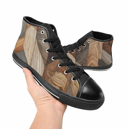 MEN'S Wood Grain Texture High Top Canvas Neon Fantasy Sneakers