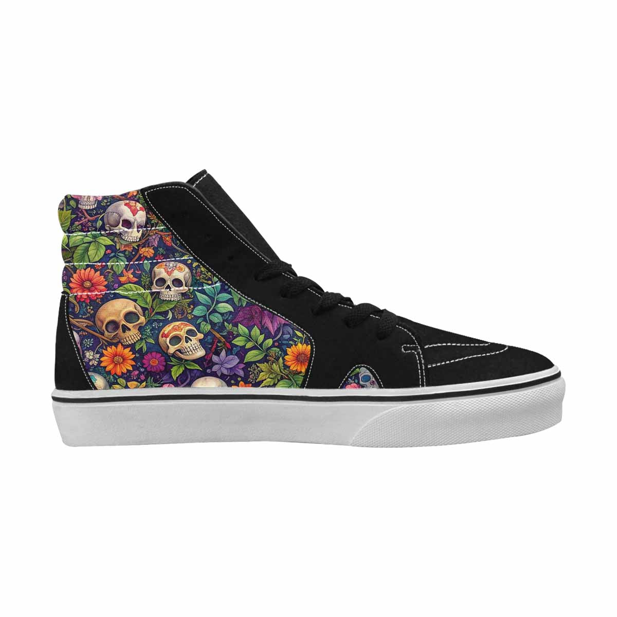 MEN'S Skulls  Botanical Skulls High Top Canvas Neon Fantasy Custom Shoes