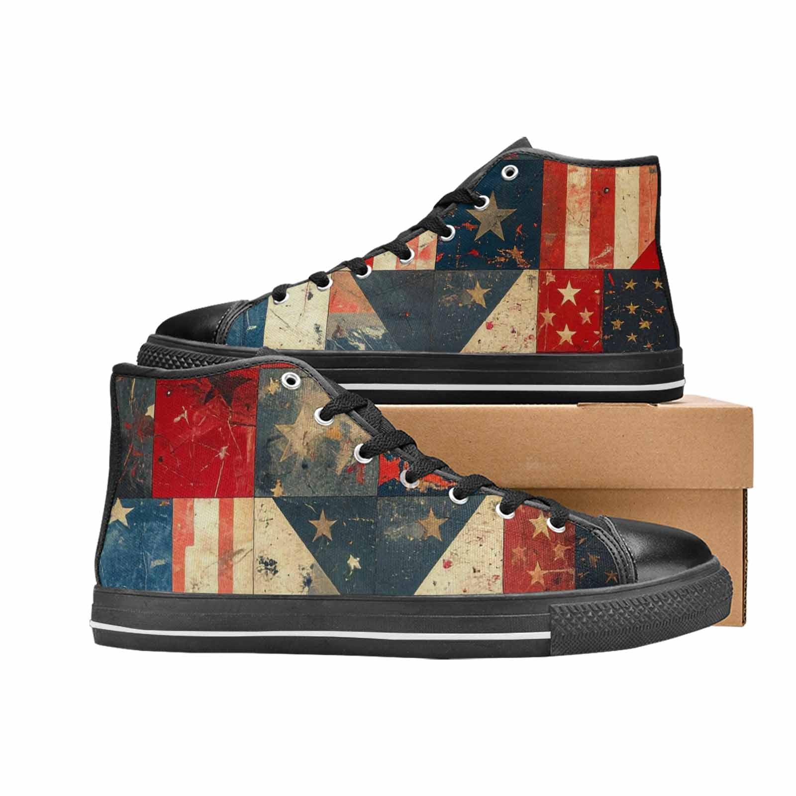 MEN'S American Flag Stars High Top Canvas Surreal Sneakers