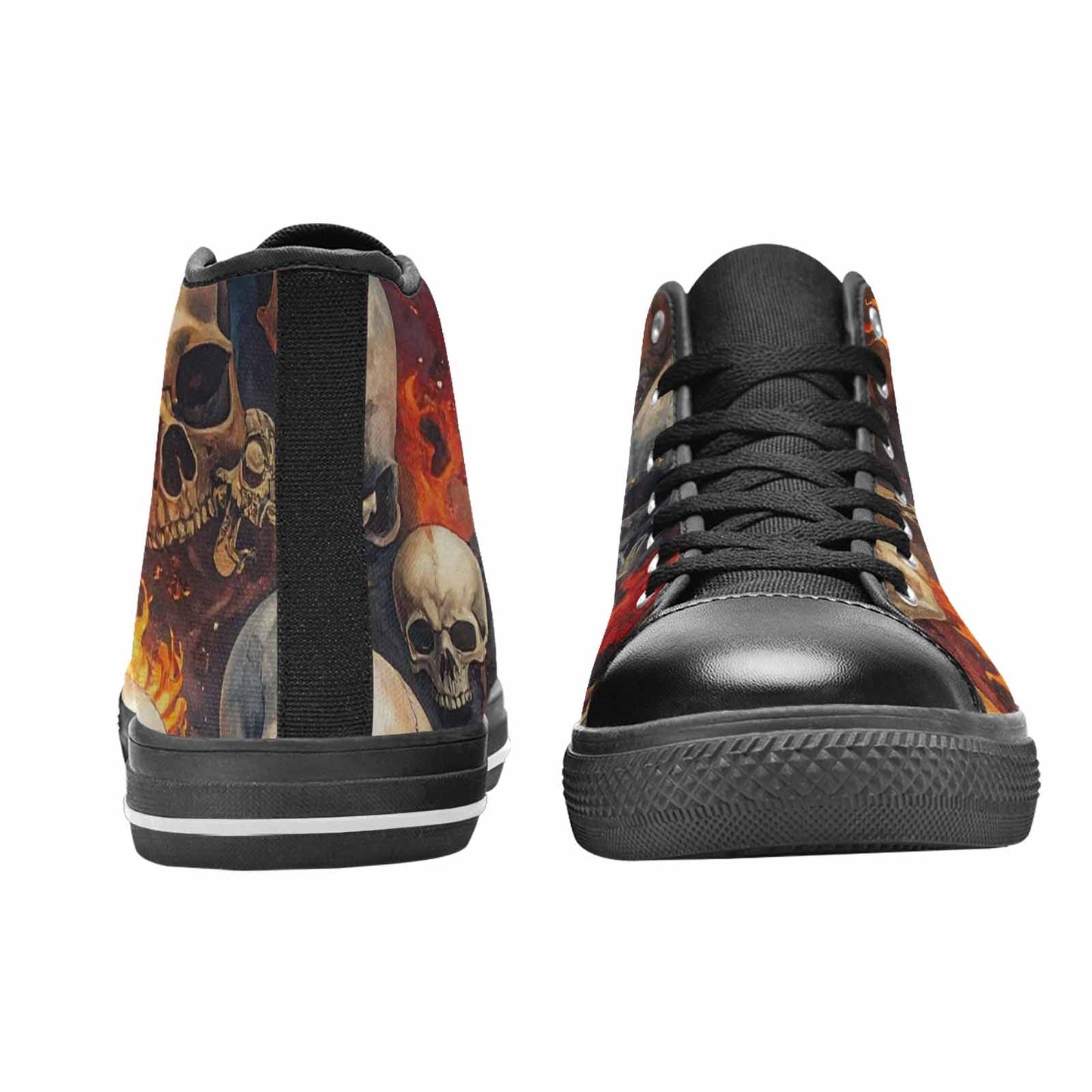 WOMEN'S Skulls - Flaming High Top Canvas Neon Fantasy Sneakers