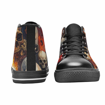 WOMEN'S Skulls - Flaming High Top Canvas Neon Fantasy Sneakers
