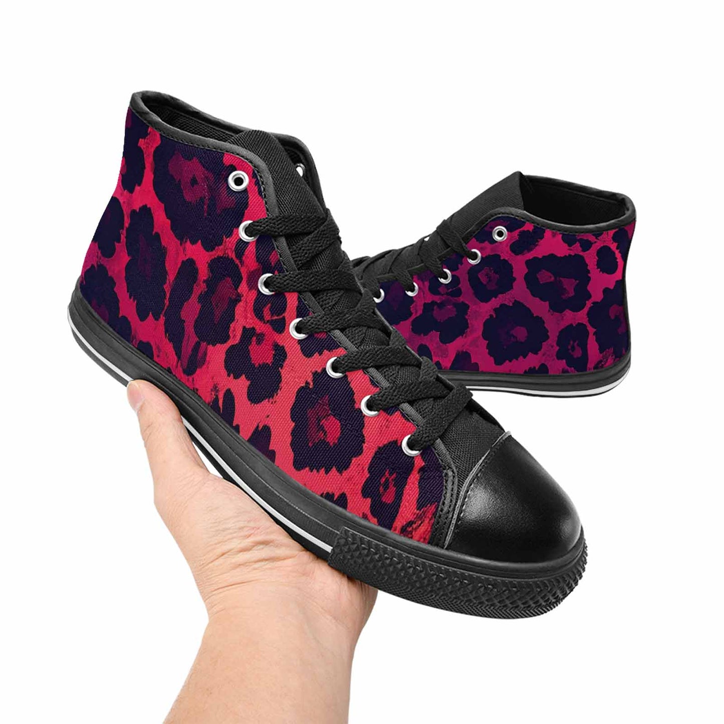 MEN'S Leopard Print Dark High Top Canvas Neon Fantasy Sneakers