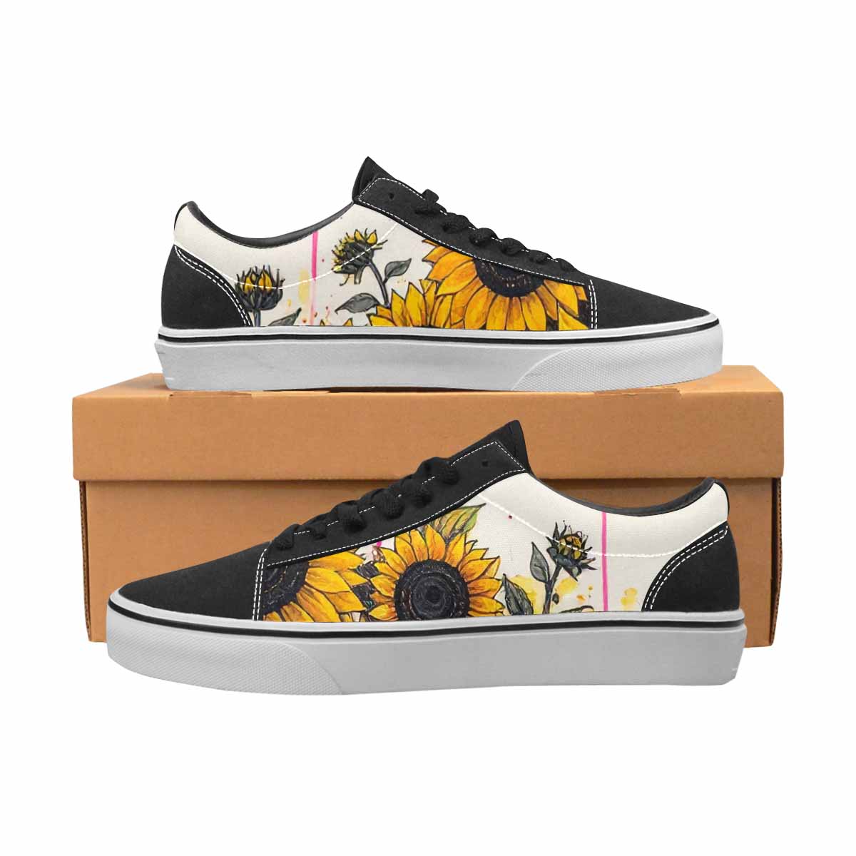 WOMEN'S Sunflower Burst Lace-Up Canvas Kaleidoscope Custom Sneakers