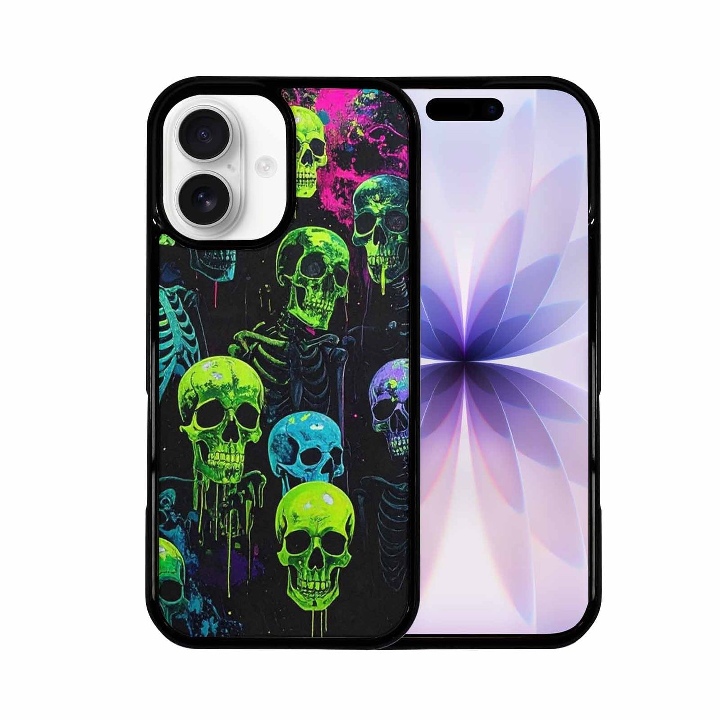 iPhone 17 Case — Skeletons Neon Green Original Art, Personalized Phone Case