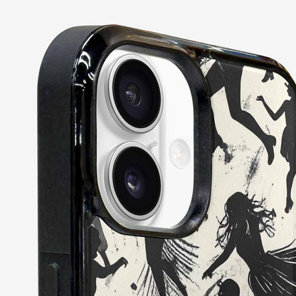 iPhone 16 Case — Bold Dancing Figure Line Art Pattern, Unique Phone Case Design