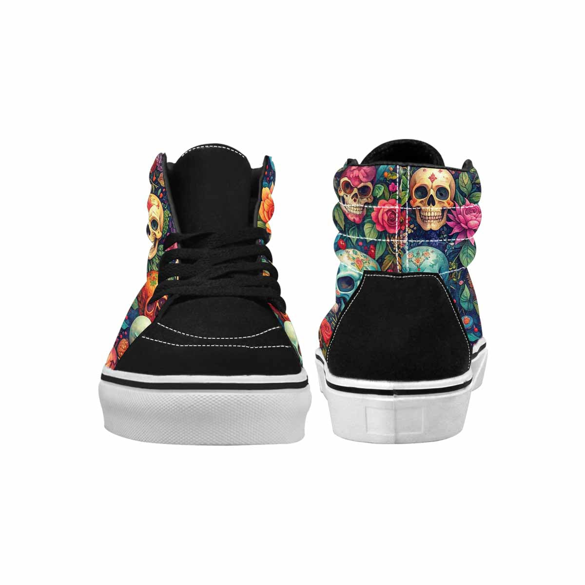MEN'S Skulls  Botanical Skulls High Top Canvas Cottagecore Sneakers