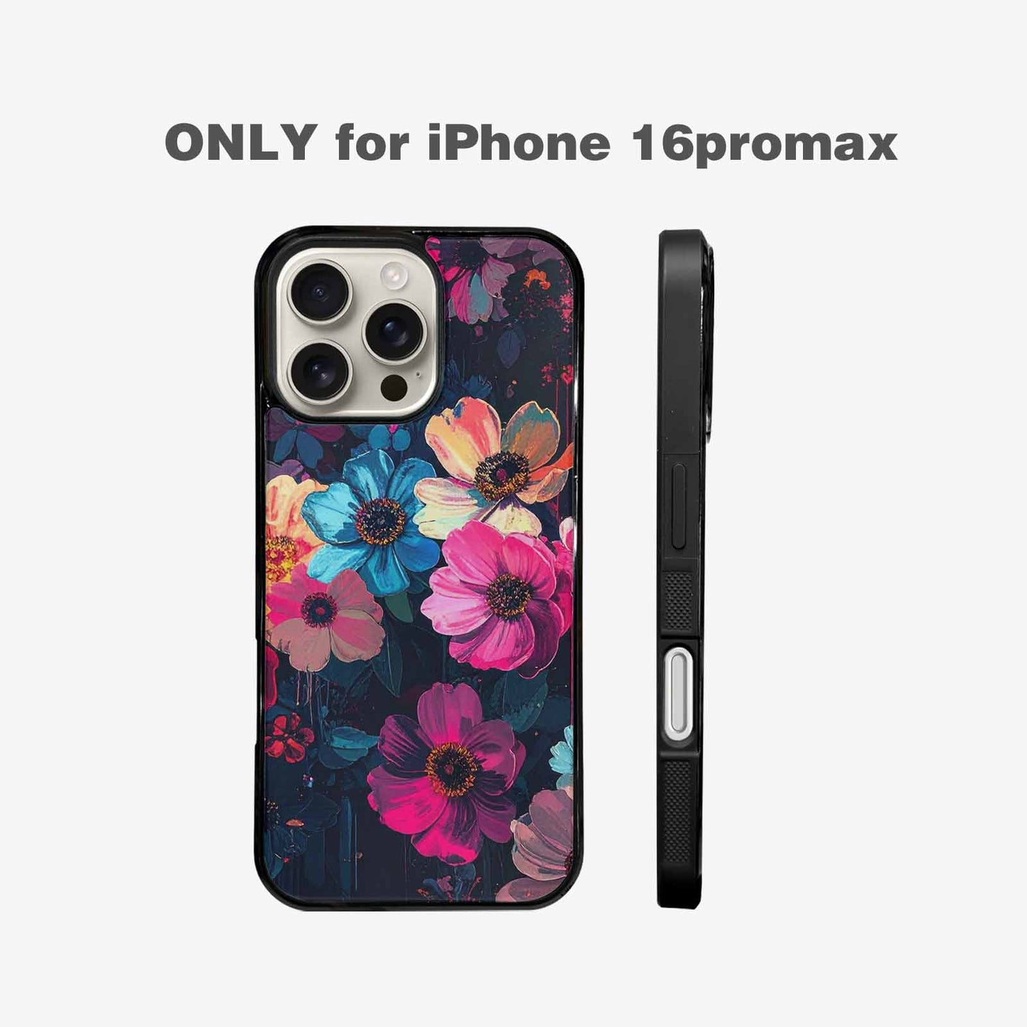 iPhone 16 Pro Max Case — Shadowy Glitch Floral Pattern Hundreds Of, Custom Print Case Cover