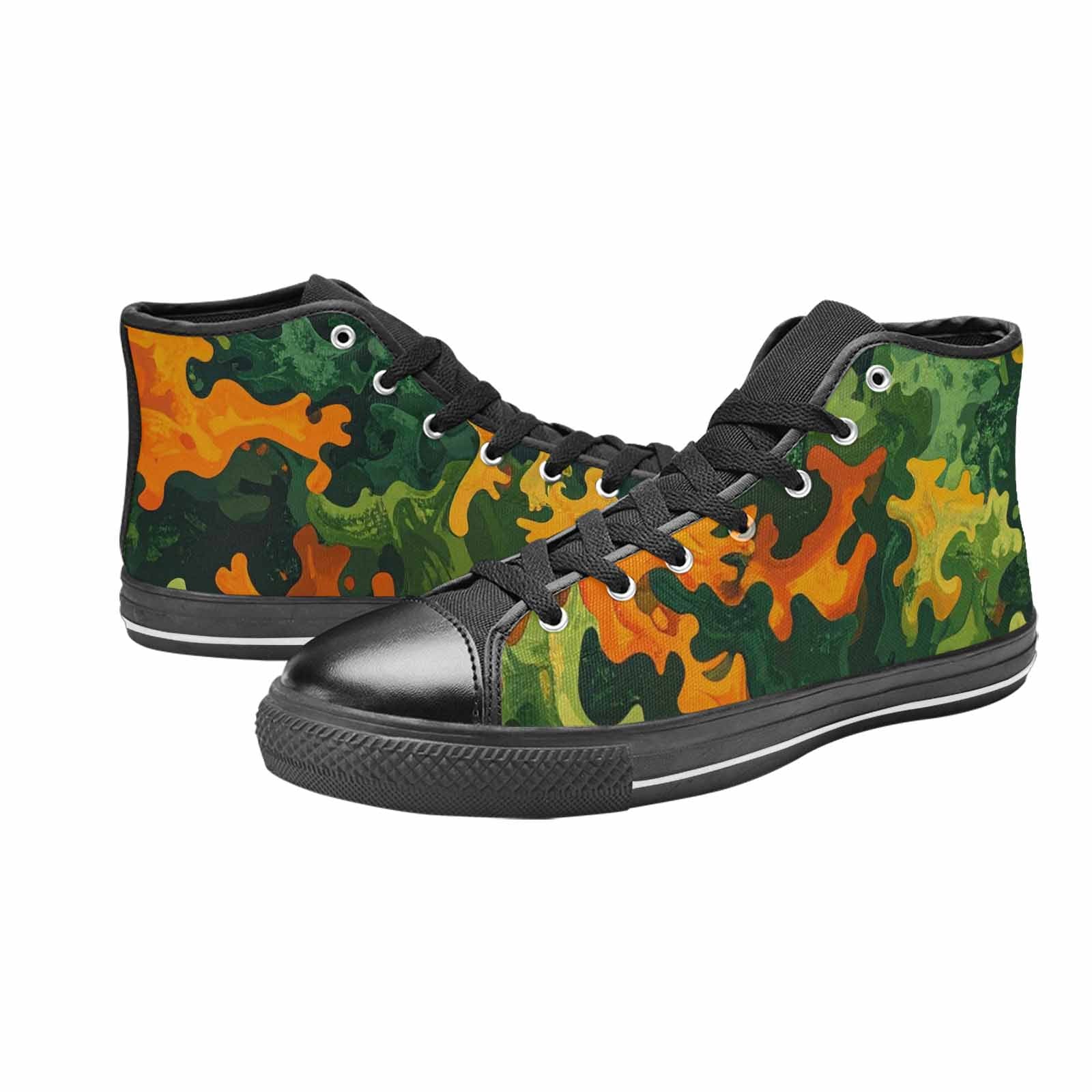 WOMEN'S Military Camouflage Blotch High Top Canvas Vibrant Chaos Custom Shoes