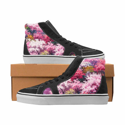 WOMEN'S Cherry Blossom High Top Canvas Statement Cottagecore All Over Print Shoes