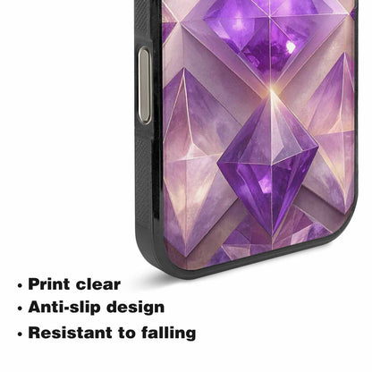 iPhone 16 Pro Max Case — Amethyst Crystal Art Pattern, Custom Designed Case Cover