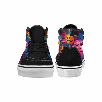 MEN'S Smiley Face High Top Canvas Wearable Art Wallpaper Art Custom Streetwear Shoes