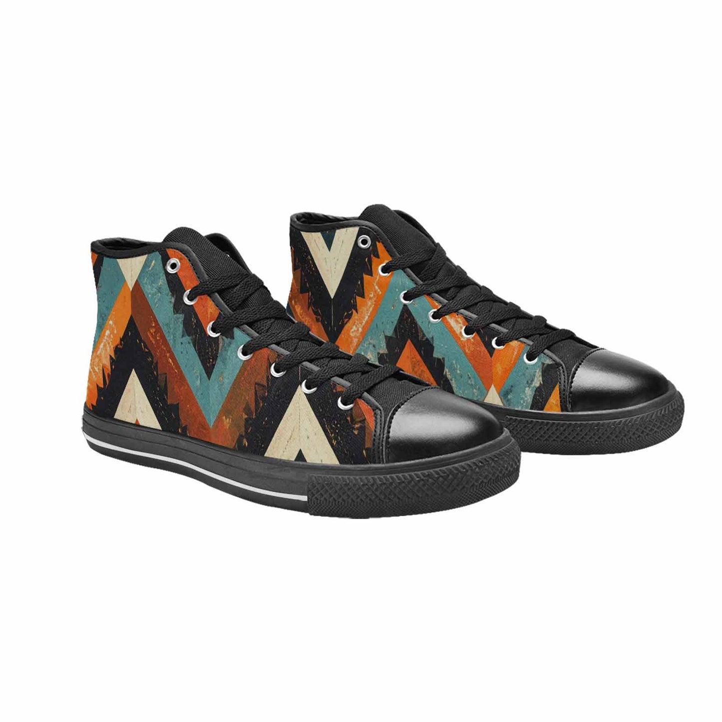 WOMEN'S Southwestern Geometric Diamond High Top Canvas Dark Academia Shoes