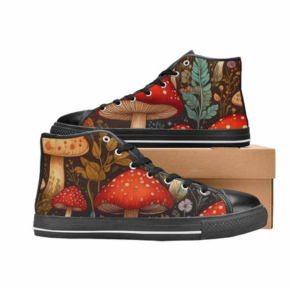 MEN'S Mushroom High Top Canvas Dark Academia Custom Sneakers