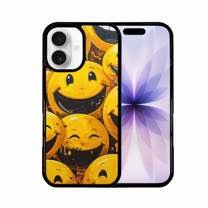 iPhone 17 Case — Melting Moon Smiley Yellow Original Art, Custom Printed Phone Case