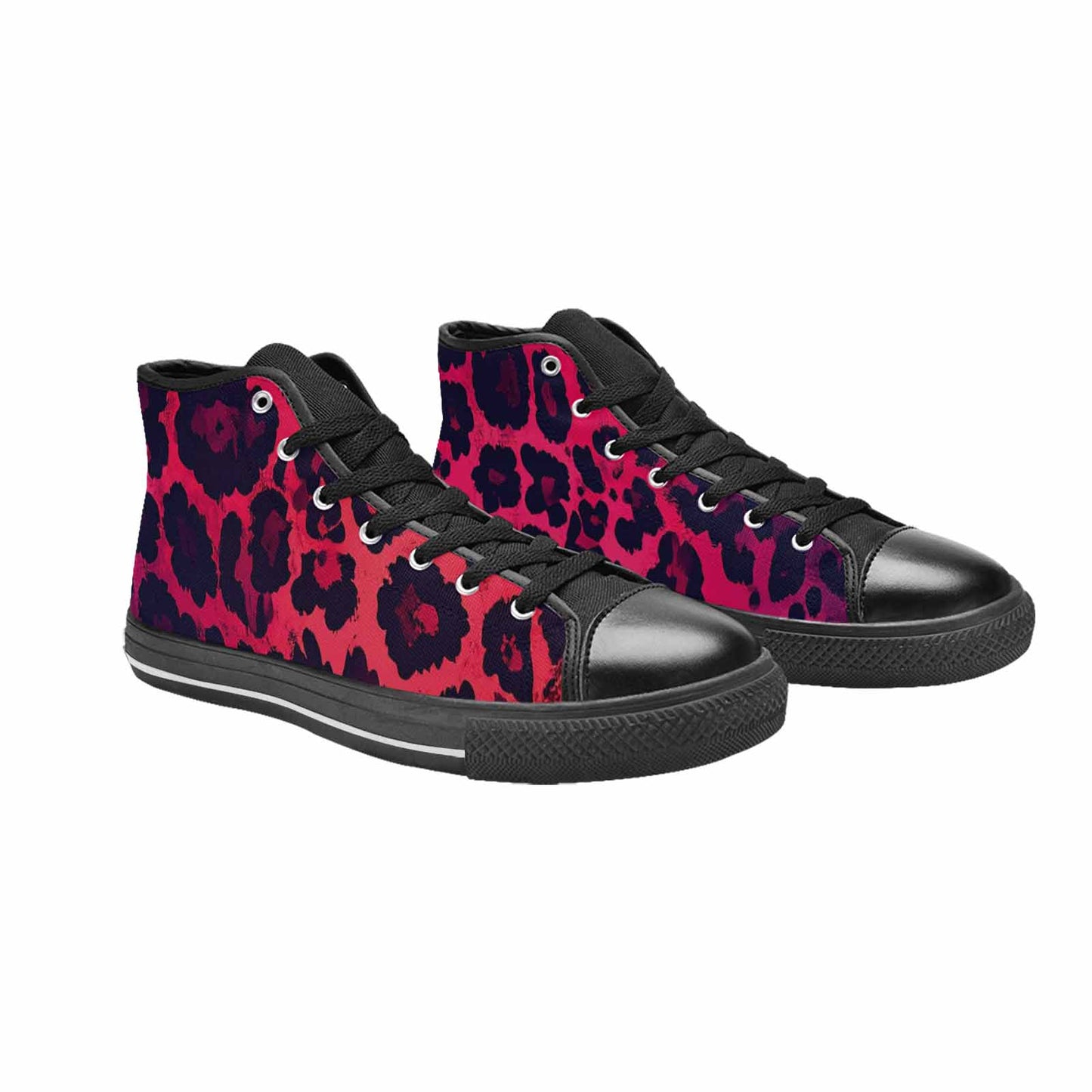 WOMEN'S Leopard Print Dark High Top Canvas Neon Fantasy Custom Sneakers