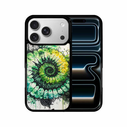 iPhone 17 Pro Case — Black Green Ink Tie Dye Tie, Custom Printed Phone Case