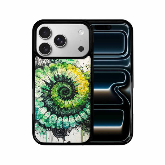 iPhone 17 Pro Case — Black Green Ink Tie Dye Tie, Custom Printed Phone Case