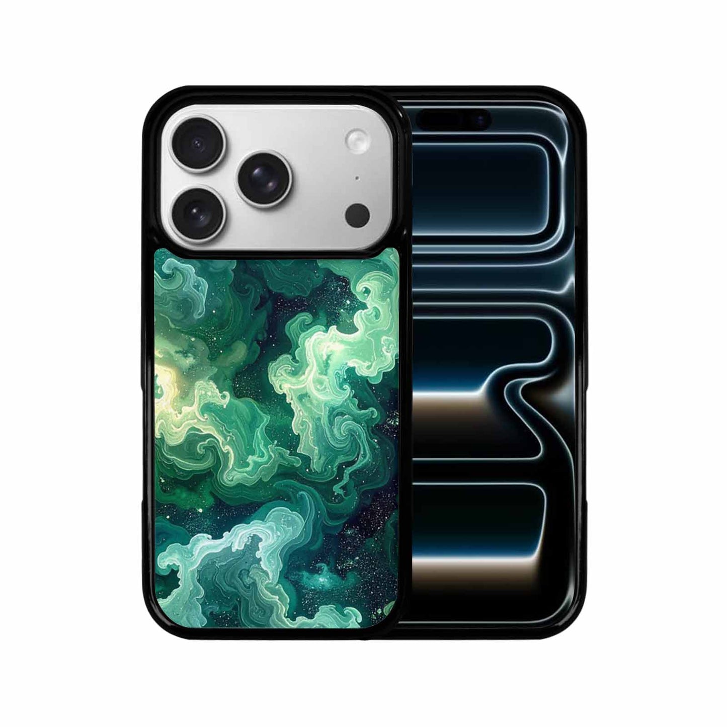 iPhone 17 Pro Case — Galaxy Art Green Teal Nebula Galaxy, Custom Art Phone Cover