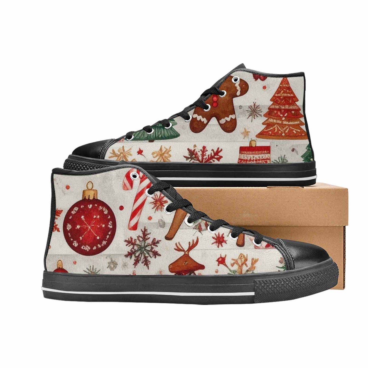 MEN'S Christmas Holly Snowflake High Top Canvas Dreamcore Sneakers