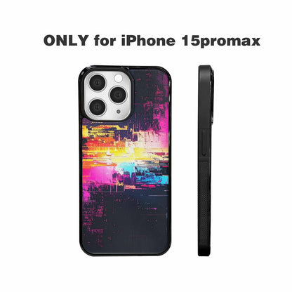 iPhone 15 Pro Max Case — Glitch Dark Art Seamless Pattern Vibrant, Original Design Phone Case