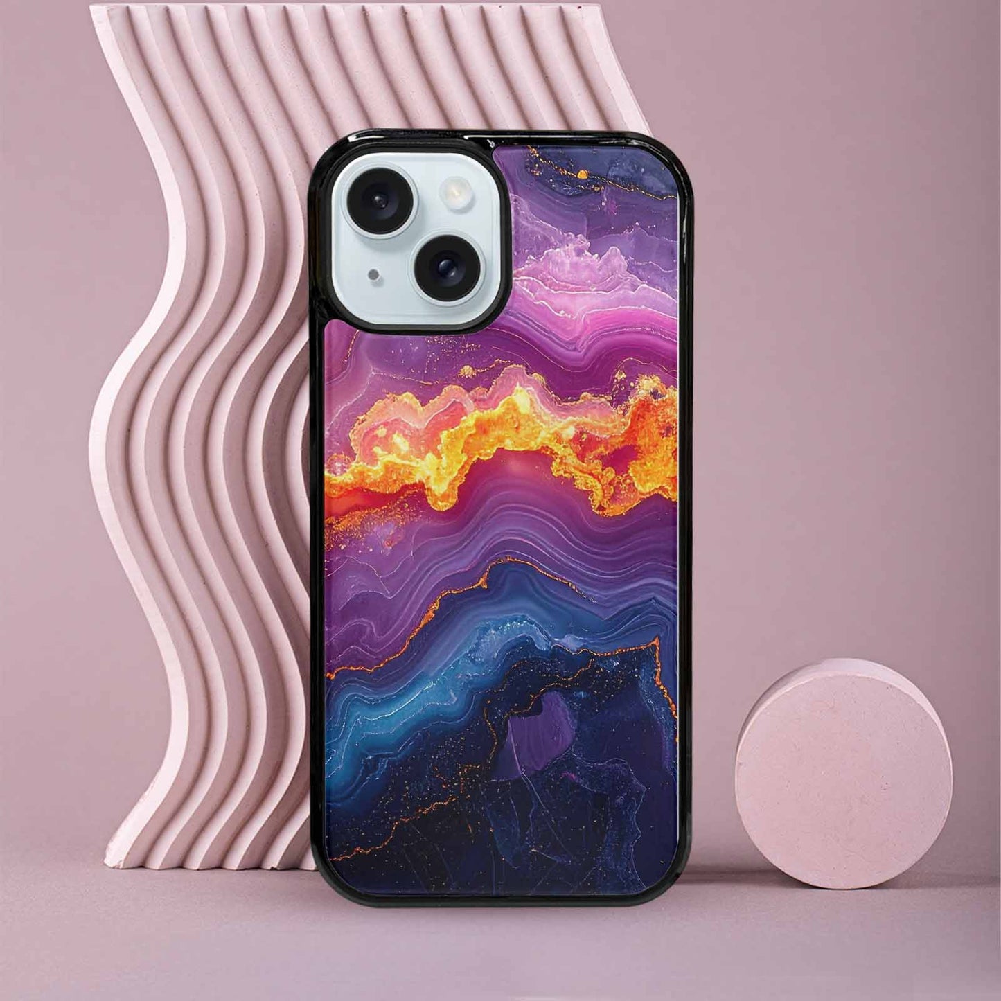 iPhone 15 Case — Psychedelic Marble Tessellation, Custom Art Phone Cover