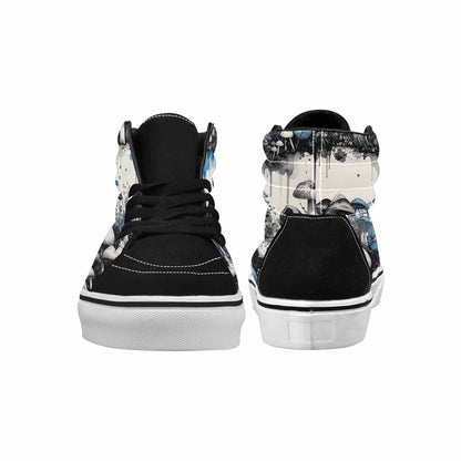 MEN'S Mushrooms Black & Blue Ink High Top Canvas Bold Print Dark Academia Custom Shoes