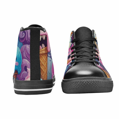 WOMEN'S Melting Icecream Cone Monster High Top Canvas Cottagecore Custom Sneakers