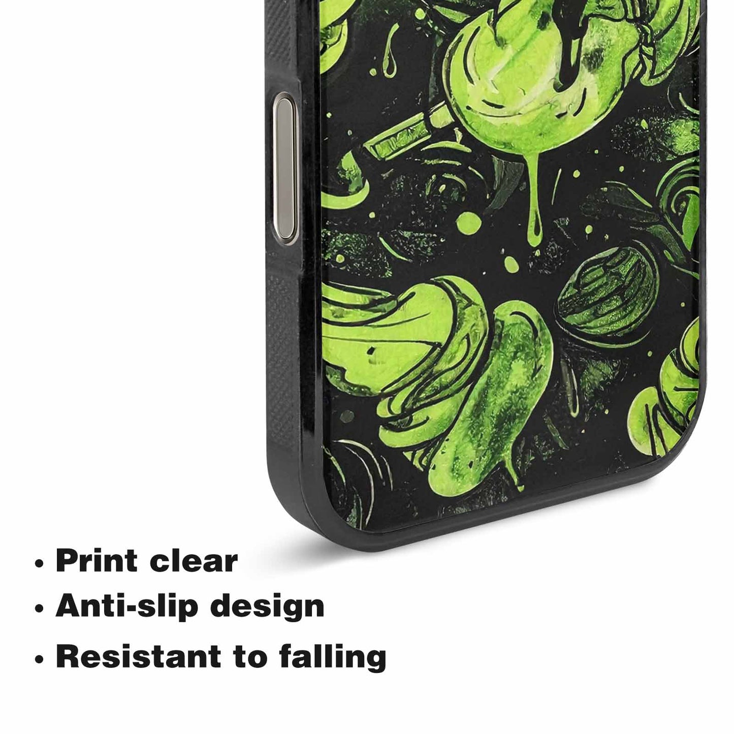 iPhone 16 Pro Case — Ice Cream Motif Black Green Ink, Original Design Phone Case