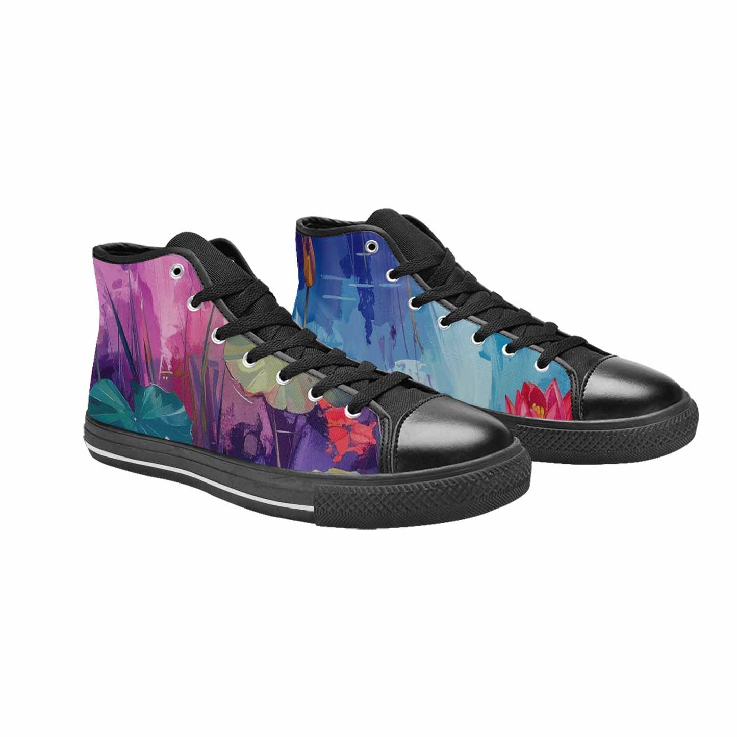 WOMEN'S Monet-Style Impressionist Water High Top Canvas Vivid Shoes