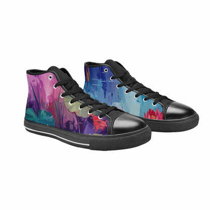 WOMEN'S Monet-Style Impressionist Water High Top Canvas Vivid Shoes
