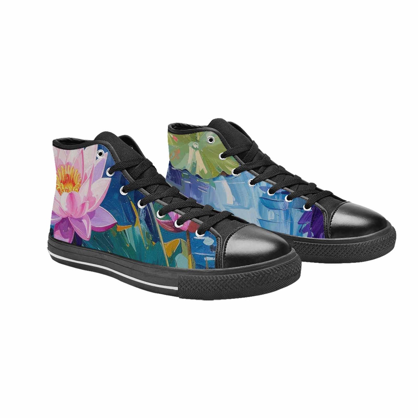 MEN'S Monet-Style Impressionist Water High Top Canvas Cottagecore Sneakers