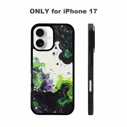 iPhone 17 Case — Black &amp; Green Ink Galaxy Space, Original Design Phone Case