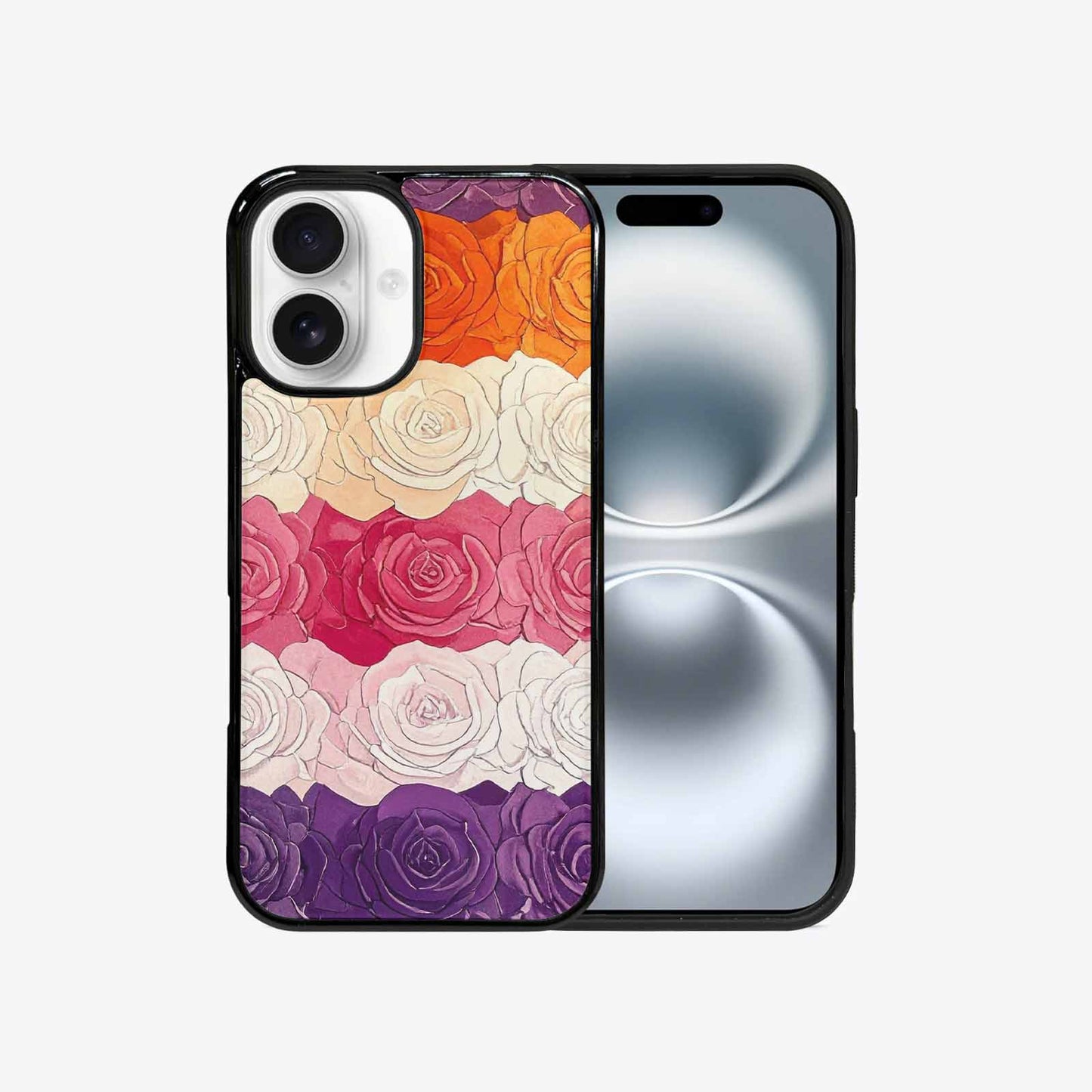 iPhone 16 Case — Lesbian Flag Color Theme Small Rainbow, Custom Designed Case Cover