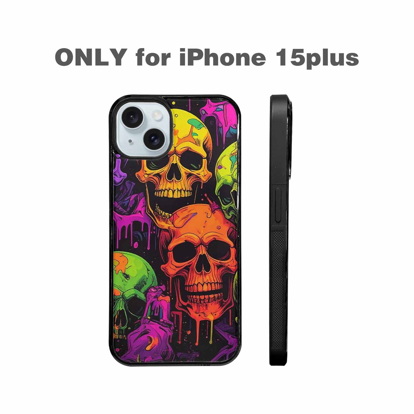 iPhone 15 Plus Case — Vibrant Camo 1000\'s Of Skeletons Neon, Customized Protective Case