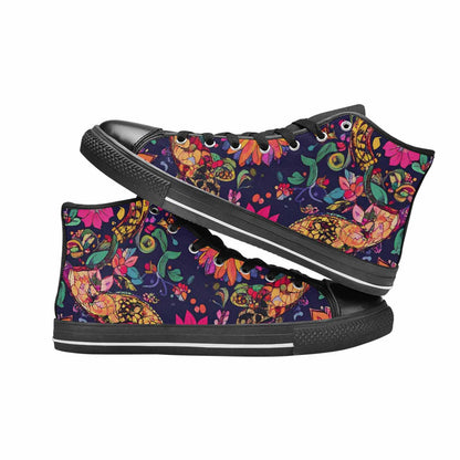 WOMEN'S Floral Snake Print High Top Canvas Dreamcore Sneakers