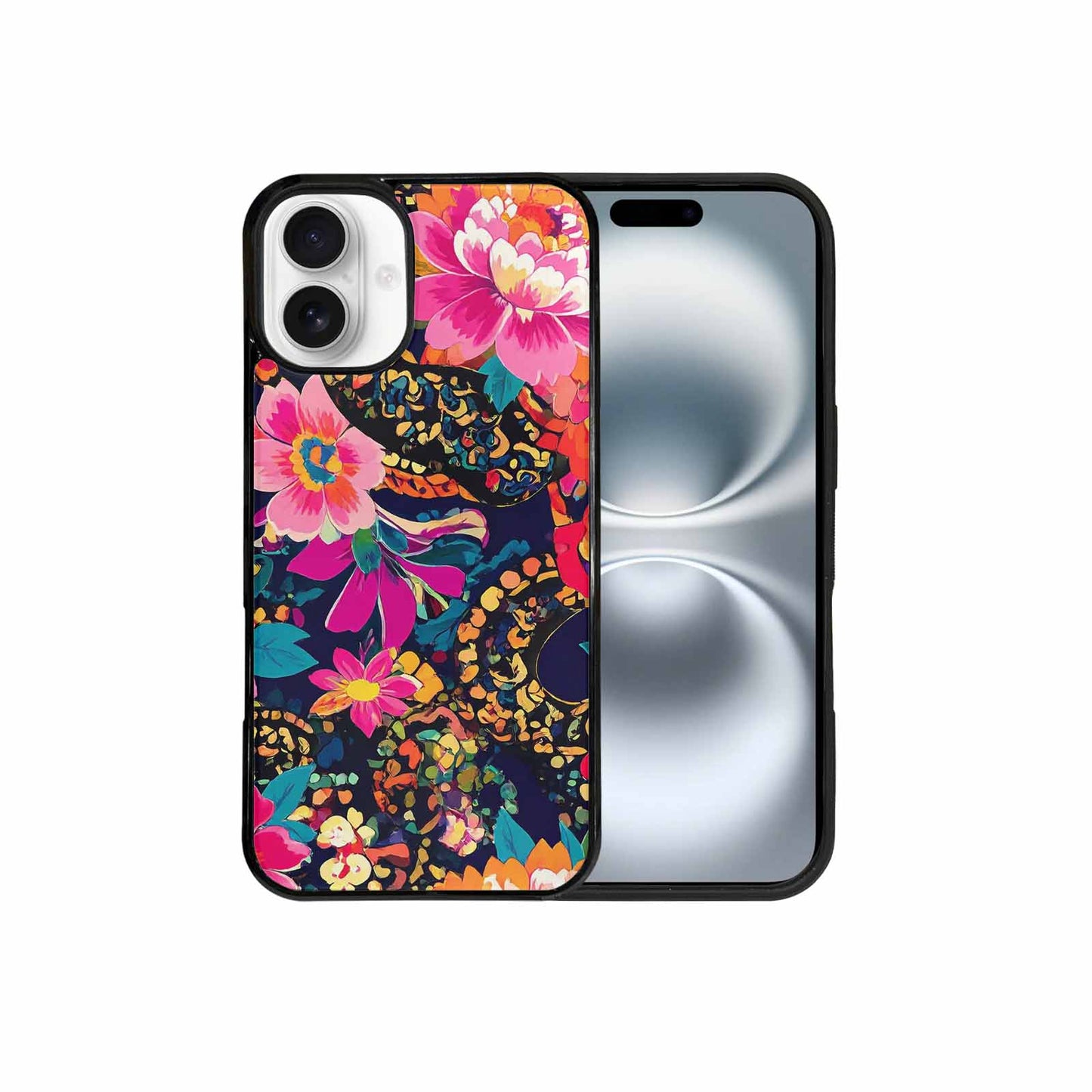 iPhone 16 Plus Case — Snakes Print Floral Seamless Pattern Vibrant, Custom Made Phone Cover