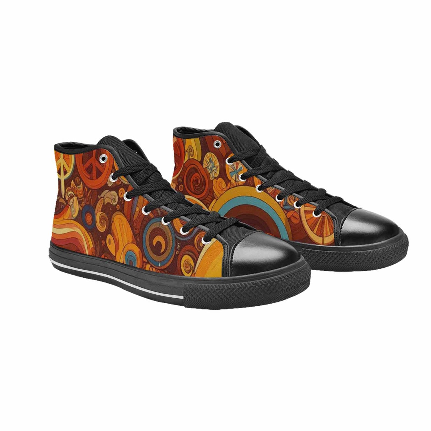WOMEN'S Groovy 70S Peace High Top Canvas Vivid Custom Shoes