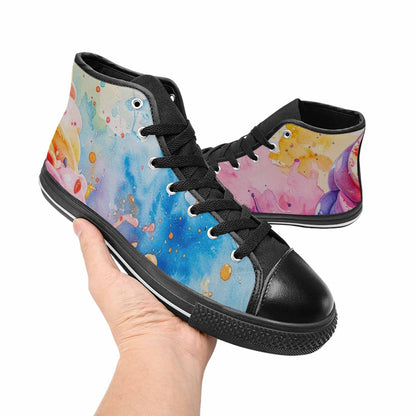 WOMEN'S Melting Icecream Collage High Top Canvas Vibrant Chaos Custom Shoes