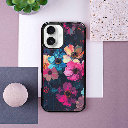 iPhone 16 Case — Shadowy Glitch Floral Pattern Hundreds Of, Personalized Phone Case