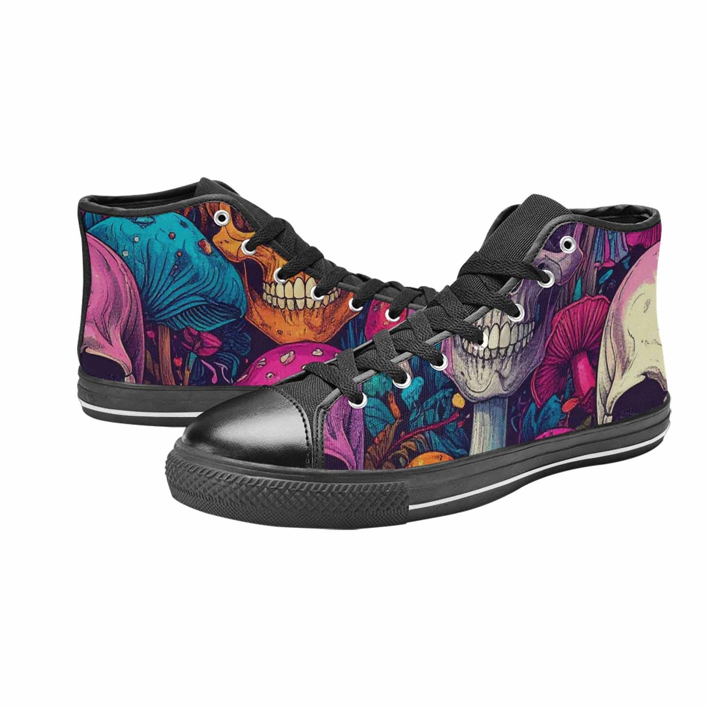 MEN'S Mushroom Skull High Top Canvas Cottagecore Custom Sneakers