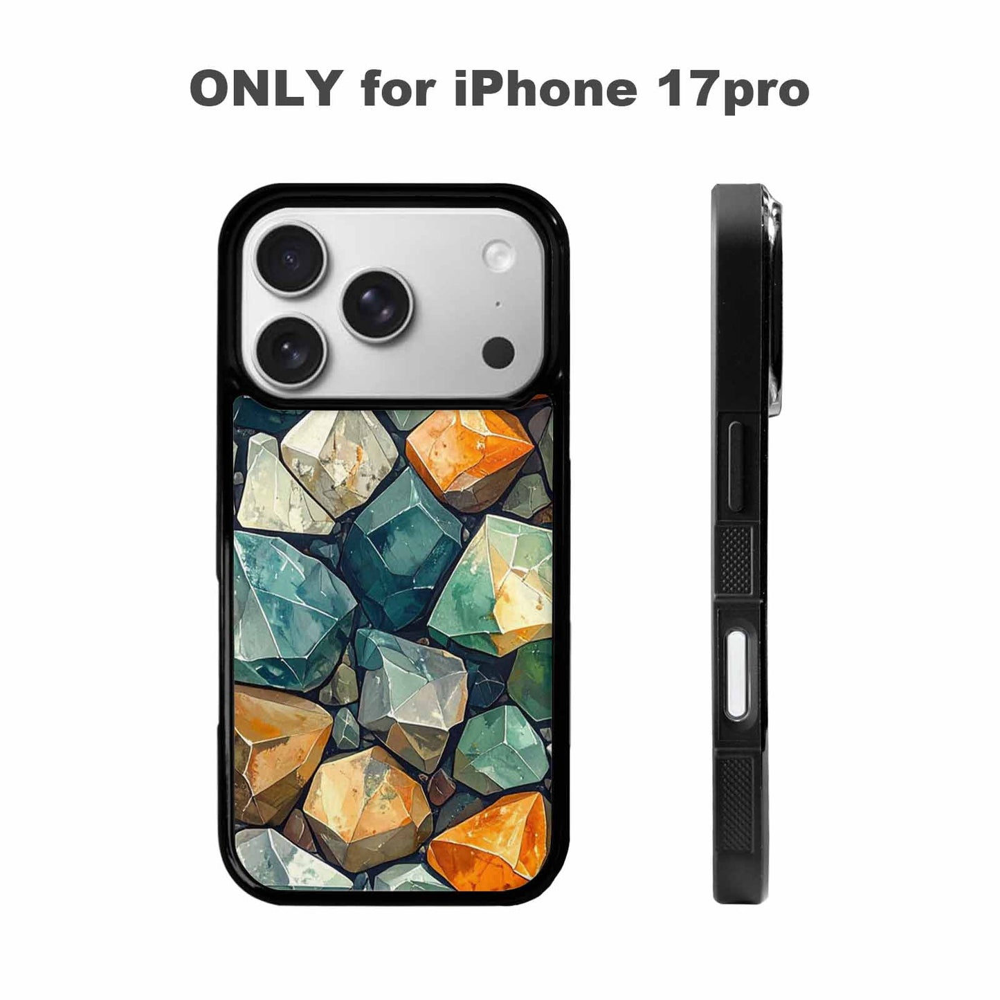 iPhone 17 Pro Case — Glossy Reptile Crystal Shard Original Art, Custom Print Case Cover