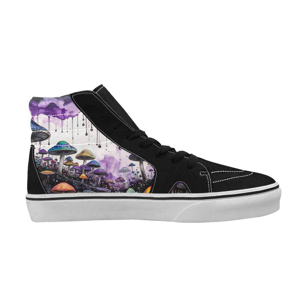 MEN'S Rainbow Drip Mushrooms High Top Canvas Vibrant Chaos Sneakers