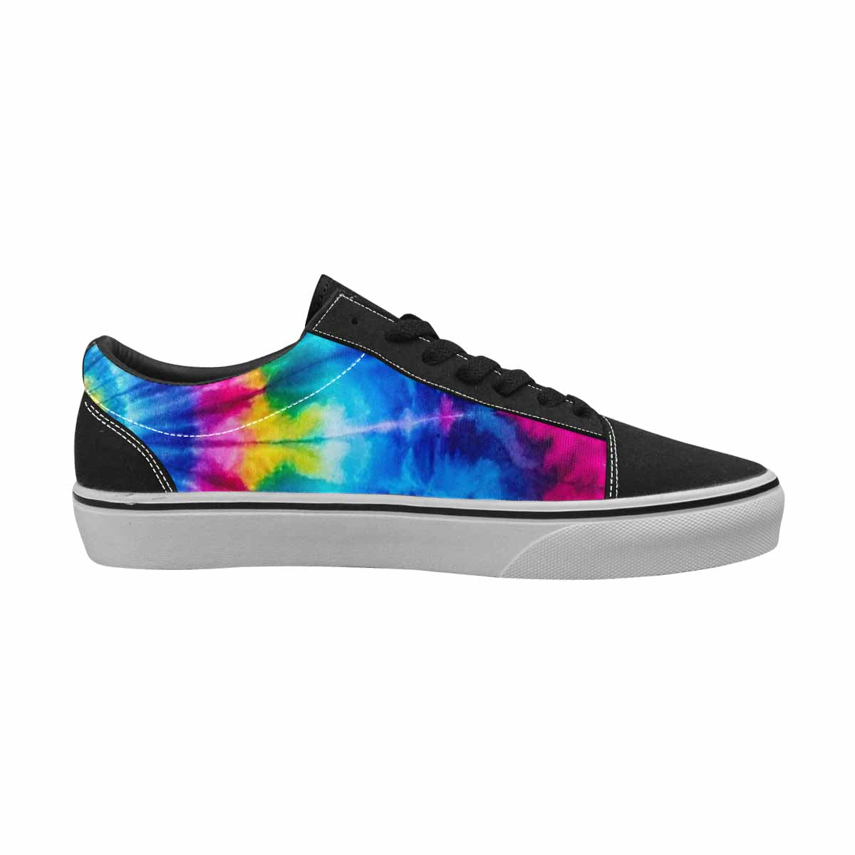 WOMEN'S Tie Dye Acid Wash Color Canvas Lace-Up Vibrant Chaos Custom Shoes