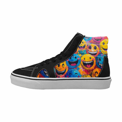 MEN'S Melting Moon Smiley High Top Canvas Neon Fantasy Custom Shoes