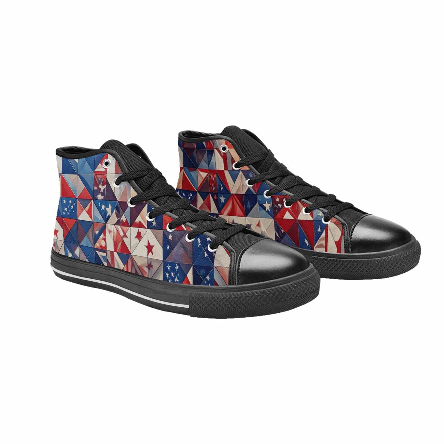 MEN'S American Flag Stars High Top Canvas Vivid Custom Sneakers